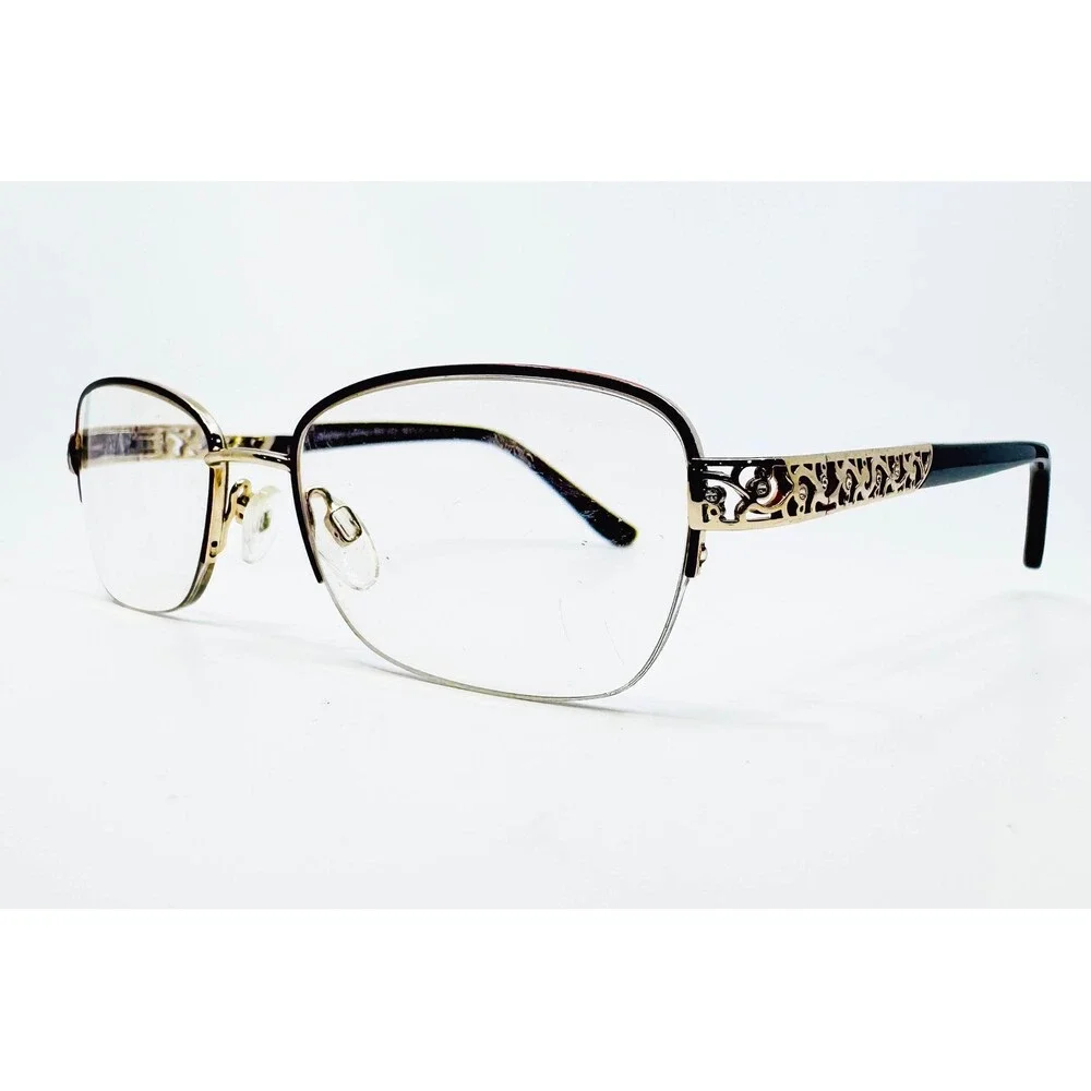 Sophia Loren Beau Rivage 63 Eyeglasses Womens Gold Half Rim Filigree 50-18-135